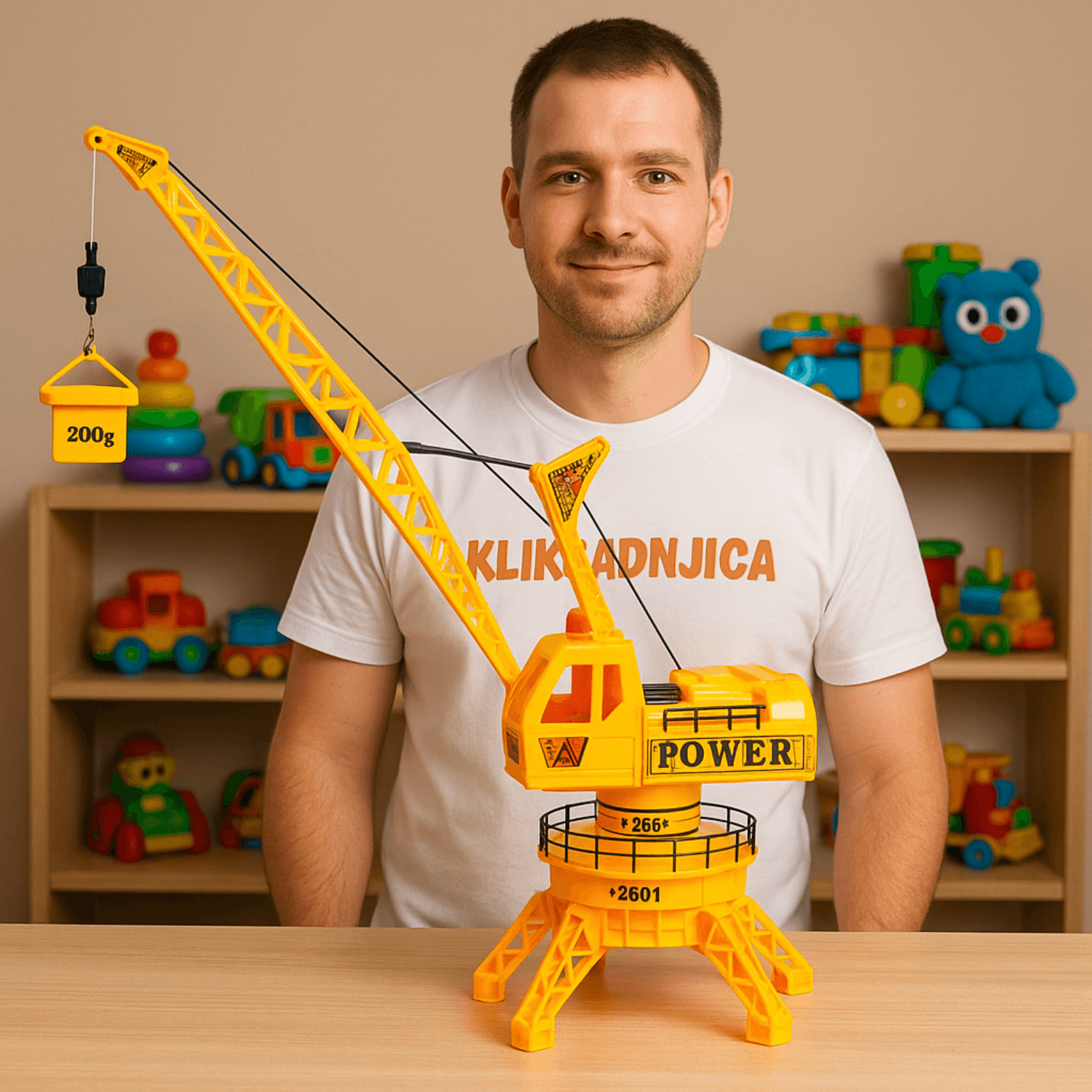 Moj Prvi Kran - Dizalica na daljinsko upravljanje + POKLON KORPA I KUKA